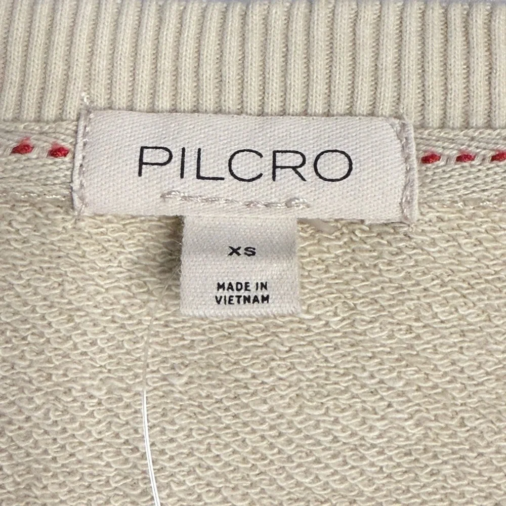 Pilcro Woven Crewneck Puff-Sleeve Top in Beige and‎ Blue Stripe XS NWT - Picture 9 of 14